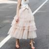 imageCHICWISH Womens Nude PinkBlack Tiered Layered Mesh Ballet Prom Party Tulle Tutu Aline Midi SkirtNude Pink