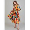 imageCHICWISH Womens Orange Floral Cut Out Back Pleated Satin DressOrange