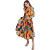 imageCHICWISH Womens Orange Floral Cut Out Back Pleated Satin DressOrange