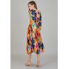 imageCHICWISH Womens Orange Floral Cut Out Back Pleated Satin DressOrange