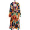 imageCHICWISH Womens Orange Floral Cut Out Back Pleated Satin DressOrange