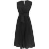imageCHICWISH Womens OrangeGreenBlack Sash Adorned Pleated Wrap Sleeveless DressVneckblack