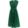 imageCHICWISH Womens OrangeGreenBlack Sash Adorned Pleated Wrap Sleeveless DressVneckgreen