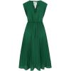 imageCHICWISH Womens OrangeGreenBlack Sash Adorned Pleated Wrap Sleeveless DressVneckgreen