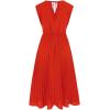 imageCHICWISH Womens OrangeGreenBlack Sash Adorned Pleated Wrap Sleeveless DressVneckorange