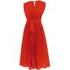 imageCHICWISH Womens OrangeGreenBlack Sash Adorned Pleated Wrap Sleeveless DressVneckorange