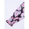 imageCHICWISH Womens OrangeLilacBlack VNeck Delicate Floral Print Buttons Shirred Chiffon Slit Maxi DressBlack
