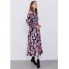 imageCHICWISH Womens OrangeLilacBlack VNeck Delicate Floral Print Buttons Shirred Chiffon Slit Maxi DressBlack