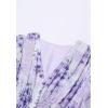 imageCHICWISH Womens OrangeLilacBlack VNeck Delicate Floral Print Buttons Shirred Chiffon Slit Maxi DressLilac