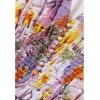 imageCHICWISH Womens OrangeLilacBlack VNeck Delicate Floral Print Buttons Shirred Chiffon Slit Maxi DressOrange