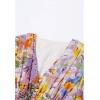 imageCHICWISH Womens OrangeLilacBlack VNeck Delicate Floral Print Buttons Shirred Chiffon Slit Maxi DressOrange