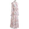 imageCHICWISH Womens Pink Lily Floral Blossom SelfTied VNeck Chiffon Maxi DressPink Lily