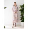 imageCHICWISH Womens Pink Lily Floral Blossom SelfTied VNeck Chiffon Maxi DressPink Lily