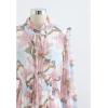 imageCHICWISH Womens Pink Lily Floral Blossom SelfTied VNeck Chiffon Maxi DressPink Lily