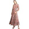 imageCHICWISH Womens Pink Lily Floral Blossom SelfTied VNeck Chiffon Maxi DressWild Bloom