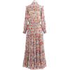 imageCHICWISH Womens Pink Lily Floral Blossom SelfTied VNeck Chiffon Maxi DressWild Bloom
