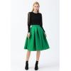 imageCHICWISH Womens Pleated Green Midi Skirt High Waist A Line Flared Mini Skirts Casual Cute Knee Length SkirtGreen