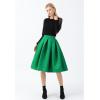 imageCHICWISH Womens Pleated Green Midi Skirt High Waist A Line Flared Mini Skirts Casual Cute Knee Length SkirtGreen