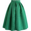 imageCHICWISH Womens Pleated Green Midi Skirt High Waist A Line Flared Mini Skirts Casual Cute Knee Length SkirtGreen