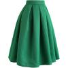 imageCHICWISH Womens Pleated Green Midi Skirt High Waist A Line Flared Mini Skirts Casual Cute Knee Length SkirtGreen