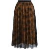 imageCHICWISH Women Halloween Tulle Skirt Cobweb Pattern Fairy A Line High Elastic Waist Mesh Layered Midi SkirtPumpkin