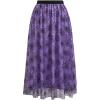 imageCHICWISH Women Halloween Tulle Skirt Cobweb Pattern Fairy A Line High Elastic Waist Mesh Layered Midi SkirtPurple