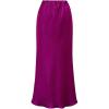 imageCHICWISH Women Satin Midi Skirt High Waist A Line Flared Solid Skirts Summer Elegant Party Flowy Long SkirtsMagenta