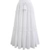imageCHICWISH Women Summer Boho Maxi Skirt Eyelet Embroidery Elastic Waist Tassel String Casual Cotton Beach Vacation Long SkirtsWhite