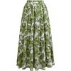 imageCHICWISH Women Tropical Floral Print Maxi Skirt Elastic Waist Summer Pleated Flowy Casual Vacation Hawaiian Long SkirtGreen