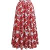 imageCHICWISH Women Tropical Floral Print Maxi Skirt Elastic Waist Summer Pleated Flowy Casual Vacation Hawaiian Long SkirtRed