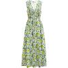 imageCHICWISH Women V Neck Sleeveless Cotton Midi Dress Lemon Printed Button Beach Vacation Summer Long Dress with Side PocketsGreen