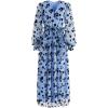 imageCHICWISH Womens 3D Posy Mesh Wrap Puff Sleeves Maxi DressBlue3d Posy Dress