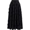 imageCHICWISH Womens 3D Rose Openwork Elastic Waist Cotton Casual Midi SkirtBlack