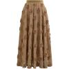 imageCHICWISH Womens 3D Rose Openwork Elastic Waist Cotton Casual Midi SkirtCamel