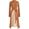 imageCHICWISH Womens BlackDark GreenCaramelCreamViolet Front Pleats Splicing Belted HiLo Knit Midi DressCaramel