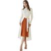 imageCHICWISH Womens BlackDark GreenCaramelCreamViolet Front Pleats Splicing Belted HiLo Knit Midi DressCream