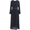 imageCHICWISH Womens CaramelNavy Polka Dots Belted Chiffon Maxi DressNavy