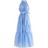 imageCHICWISH Womens Hot PinkBlue Check Halter Neck Tie Waist Maxi DressBlue