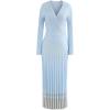 imageCHICWISH Womens LilacBlackCamelBaby Blue VNeck Soft Knit Contrast Hem Wrap Midi DressBaby Blue