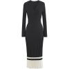 imageCHICWISH Womens LilacBlackCamelBaby Blue VNeck Soft Knit Contrast Hem Wrap Midi DressBlack
