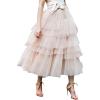 imageCHICWISH Womens Nude PinkBlack Tiered Layered Mesh Ballet Prom Party Tulle Tutu Aline Midi SkirtNude Pink