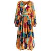 imageCHICWISH Womens Orange Floral Cut Out Back Pleated Satin DressOrange