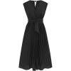 imageCHICWISH Womens OrangeGreenBlack Sash Adorned Pleated Wrap Sleeveless DressVneckblack