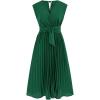 imageCHICWISH Womens OrangeGreenBlack Sash Adorned Pleated Wrap Sleeveless DressVneckgreen