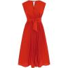 imageCHICWISH Womens OrangeGreenBlack Sash Adorned Pleated Wrap Sleeveless DressVneckorange