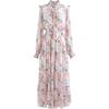 imageCHICWISH Womens Pink Lily Floral Blossom SelfTied VNeck Chiffon Maxi DressPink Lily