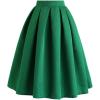 imageCHICWISH Womens Pleated Green Midi Skirt High Waist A Line Flared Mini Skirts Casual Cute Knee Length SkirtGreen