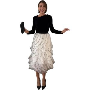 imageCHICWISH Women Rippling Attraction Panelled Mesh Tulle Skirt Casual Tutu Skirt High Elastic Waist Flowy Midi SkirtsCream