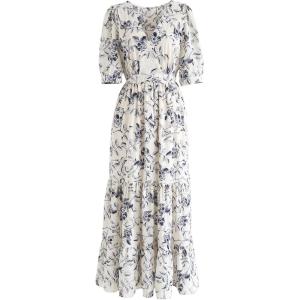 imageCHICWISH Womens Navy Floral Frilling Wrapped Maxi DressNavy Floral