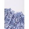 imageCHICWISH Women Blue Printed Full Pleated Maxi Dress Long Bubble Sleeves Button High Waist Summer Beach Long Dress with BeltBlue